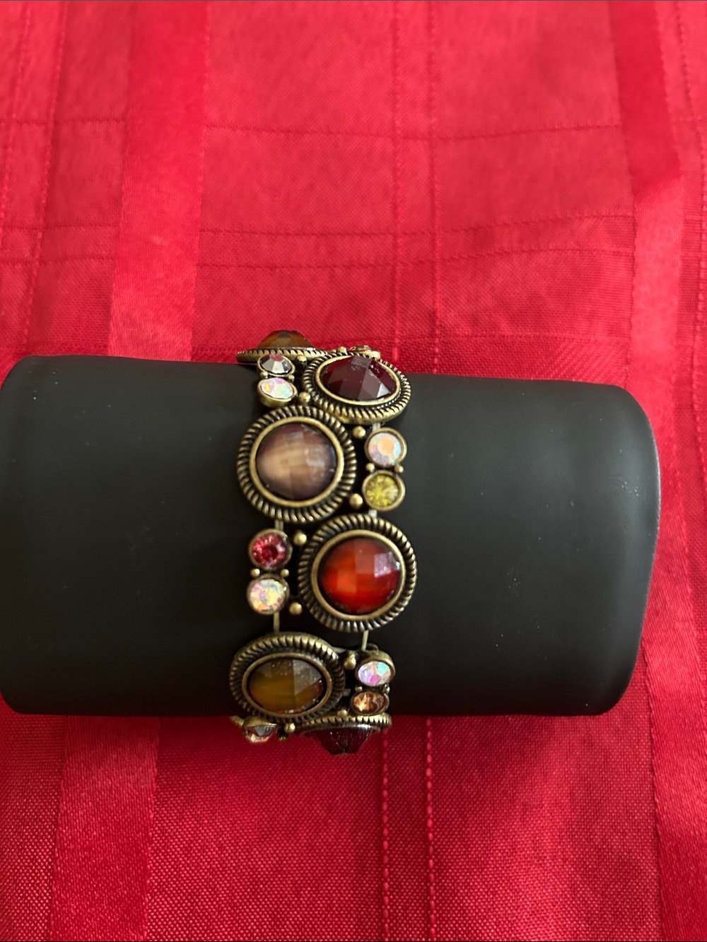 Burgundy & Amber Stone Bracelet